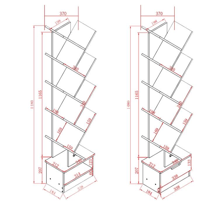亿家达书架儿童书架落地创意书房书柜树形置物架组合创意格子柜