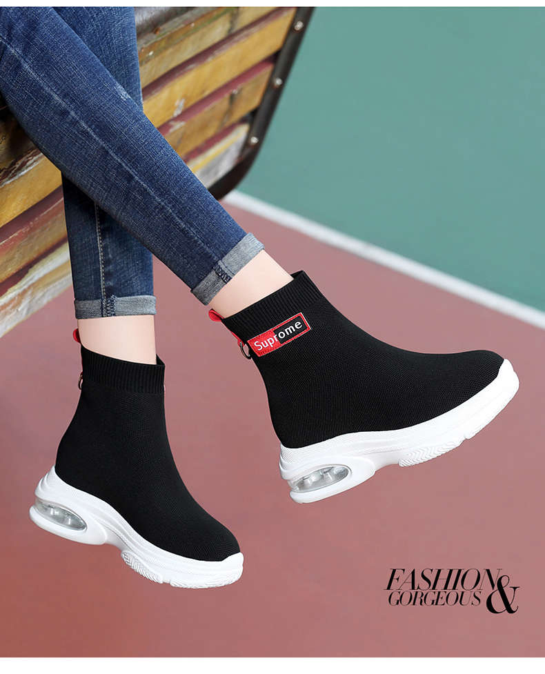 百年纪念弹力袜子鞋女高帮潮鞋2019夏季新款百搭网红气垫休闲内增高