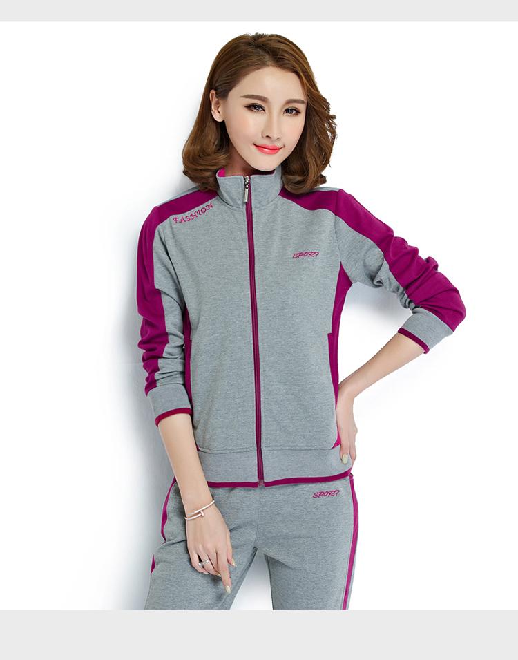 2018秋季中老年运动套装女春秋三件套薄款大码长袖休闲纯棉运动服